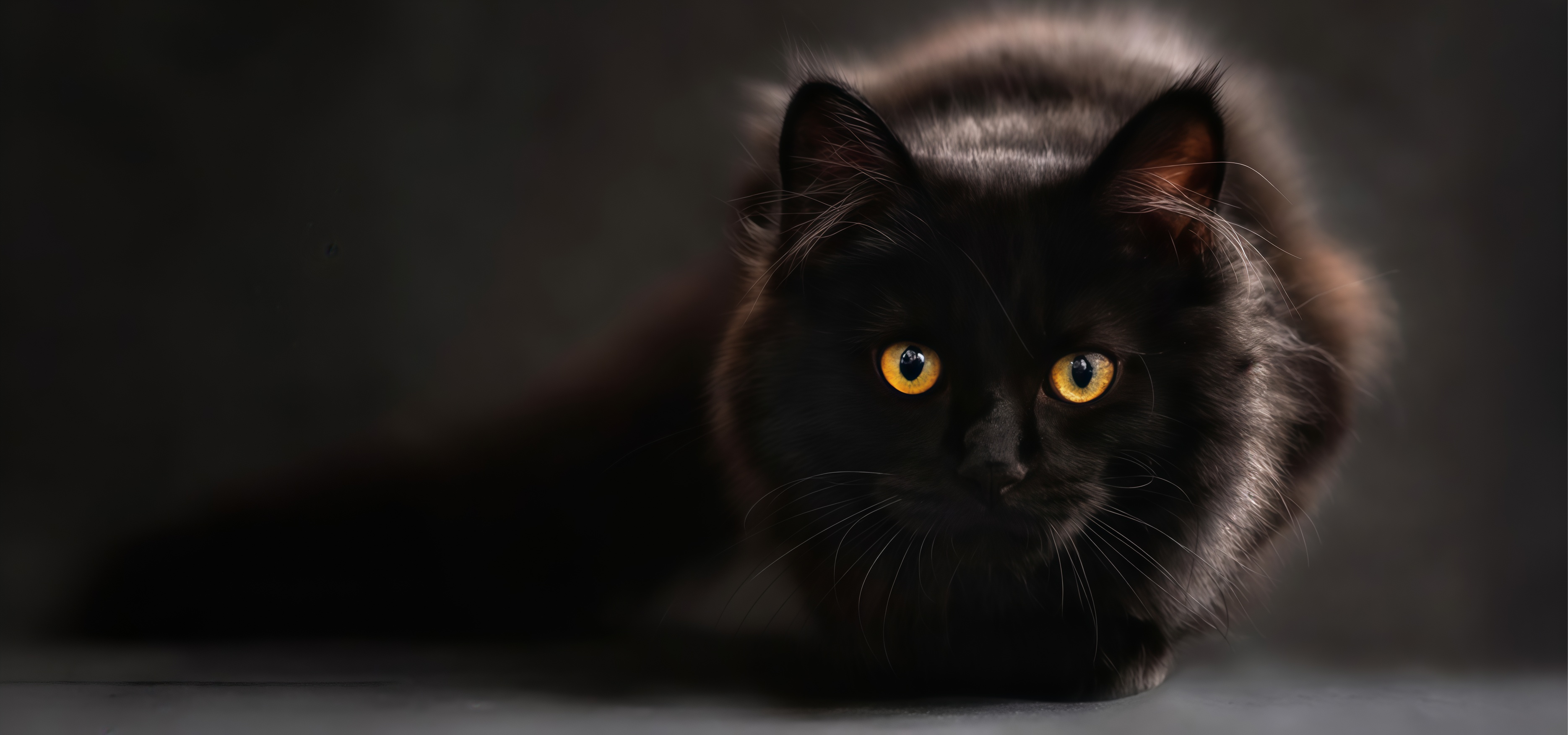 こちらを睨む黒猫の写真